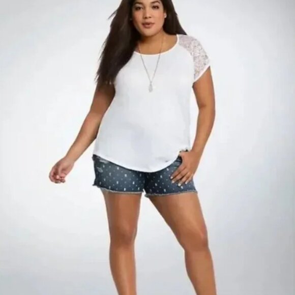 Torrid Blue Denim Skull Distressed Frayed Shorts 20 - Picture 7 of 7